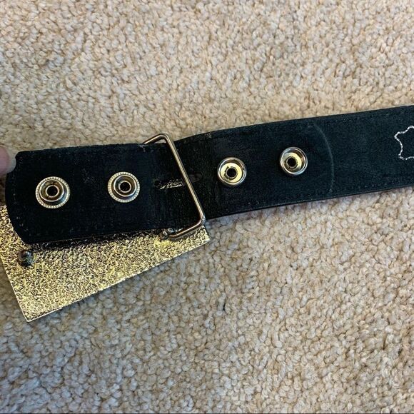 Silver Rhinestone belt buckle with Italian patent leather black belt size 36 main image 4